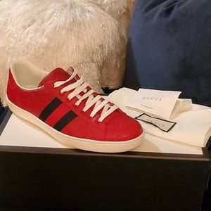 Gucci Ace Signature Red Sneaker Men Size 8.5